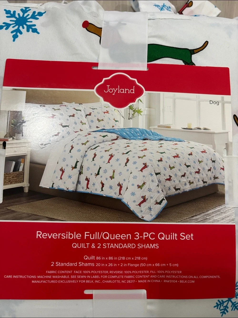 Joyland Reversible Full/Queen 3-PC‎ Quilt Set White Comforter